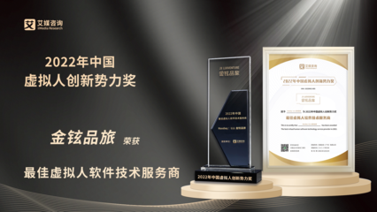 金鉉品旅榮獲“2022年中國(guó)虛擬人創(chuàng)新勢(shì)力獎(jiǎng)”最佳虛擬人軟件技術(shù)服務(wù)商